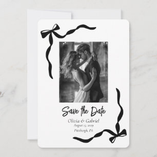 Whimsical Black White Frame Photo Save the Date Invitation