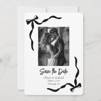 Whimsical Black White Frame Photo Save the Date Invitation