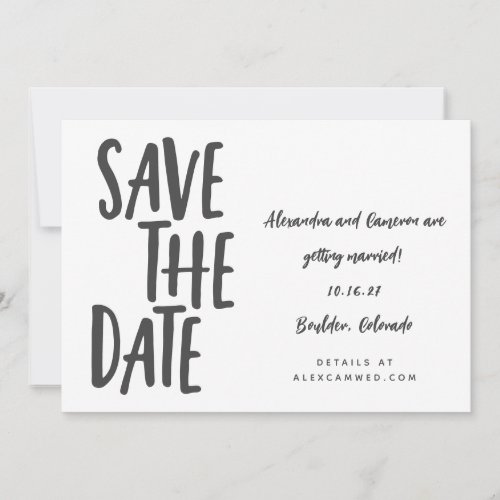 Whimsical Black White Simple Script Handwriting Save The Date
