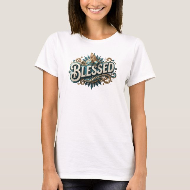 Whimsical BLESSED Visual Design T-Shirt (Front)