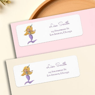 Whimsical Blonde Mermaid Dancing Return Address Label