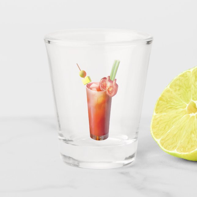 Whimsical Bloody Mary Shot Glass | Cocktail Night (Front)