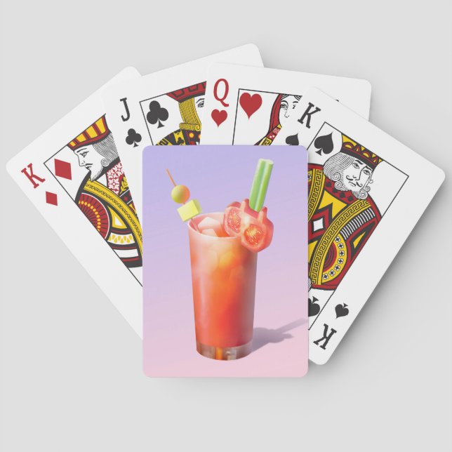 Whimsical Bloody Mary: Surreal Cocktail Art Poker Cards (Back)