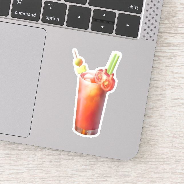 Whimsical Bloody Mary: Surreal Cocktail Art Sticker (Detail)