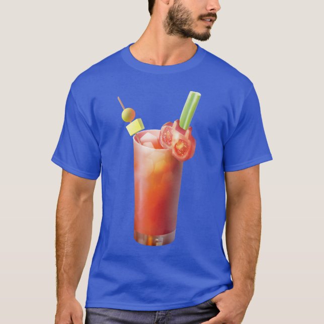 Whimsical Bloody Mary: Surreal Cocktail Art T-Shirt (Front)
