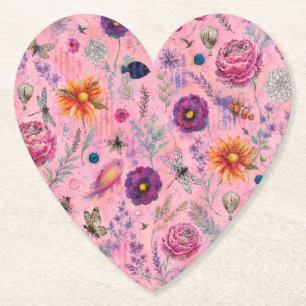 Whimsical Bloom Garden Paper Coaster