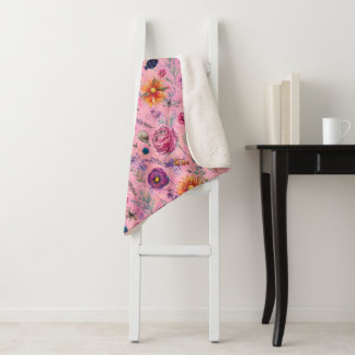 Whimsical Bloom Garden Sherpa Blanket