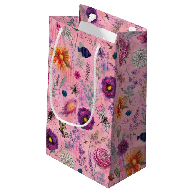 Whimsical Bloom Garden Small Gift Bag (Back Angled)