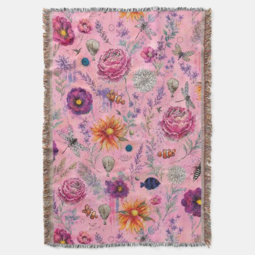Whimsical Bloom Garden Throw Blanket