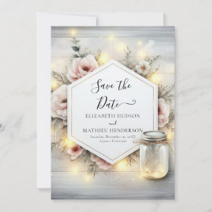 Whimsical Bloom Mason Jar Wedding Save The Date