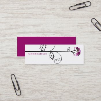 Whimsical Bloom Tree Plum Purple Dots Colorful Mini Business Card by fatfatin_box at Zazzle