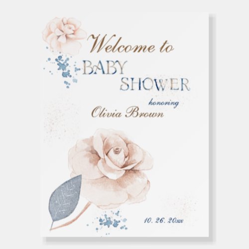 Whimsical Blooms Elegant Watercolor Baby Shower  Foam Board