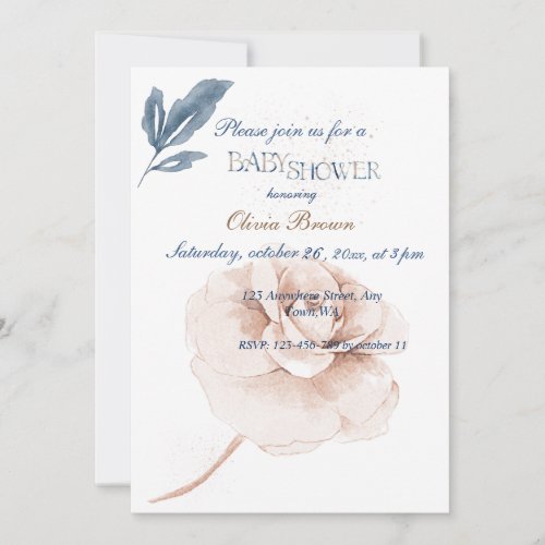 Whimsical Blooms Elegant Watercolor Baby Shower Invitation