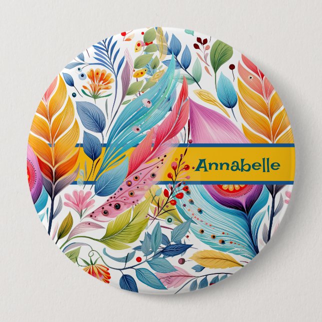 "Whimsical Blooms Floral Symphony" Button (Front)