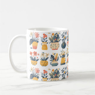 Whimsical Blooms in Vibrant Pots Coffee Mug