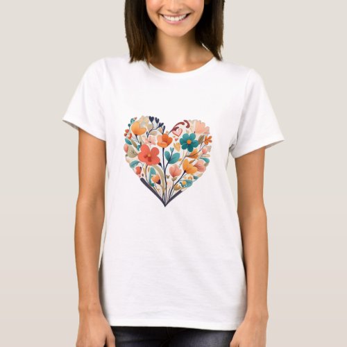 Whimsical Blooms Kids Delight Floral Heart Colle T_Shirt