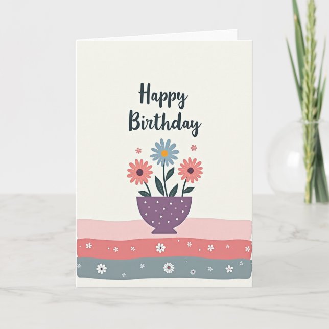 Whimsical Blossom Birthday Card (Front)