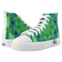 Whimsical Blue and Green Angelfish Flower High-Top Sneakers
