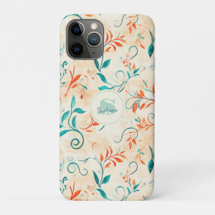 Whimsical Blue and Red Paisley Leaf Pattern (2) iPhone 11 Pro Case