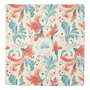 Whimsical Blue and Red Paisley Leaf Pattern Duvet Cover