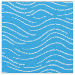 Whimsical Blue and White Wavy Striped Scribbles Fabric