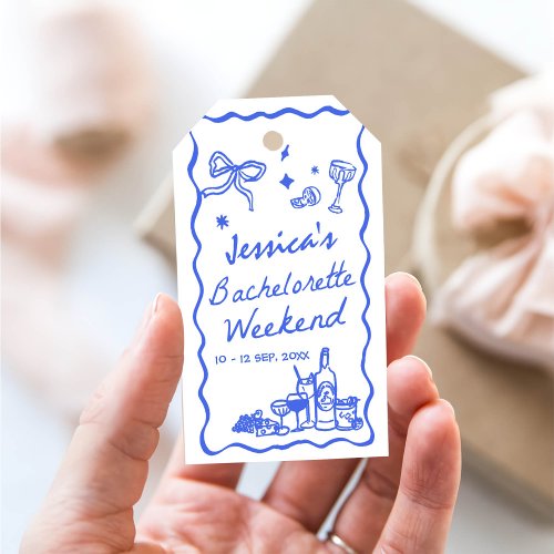 Whimsical Blue Bachelorette Party Weekend Gift Tags