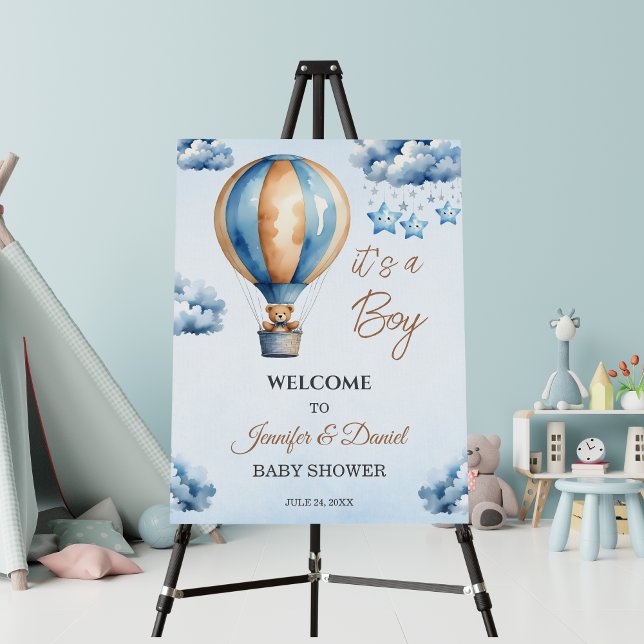 Whimsical Blue Balloon Teddy Welcome Sign (Creator Uploaded)
