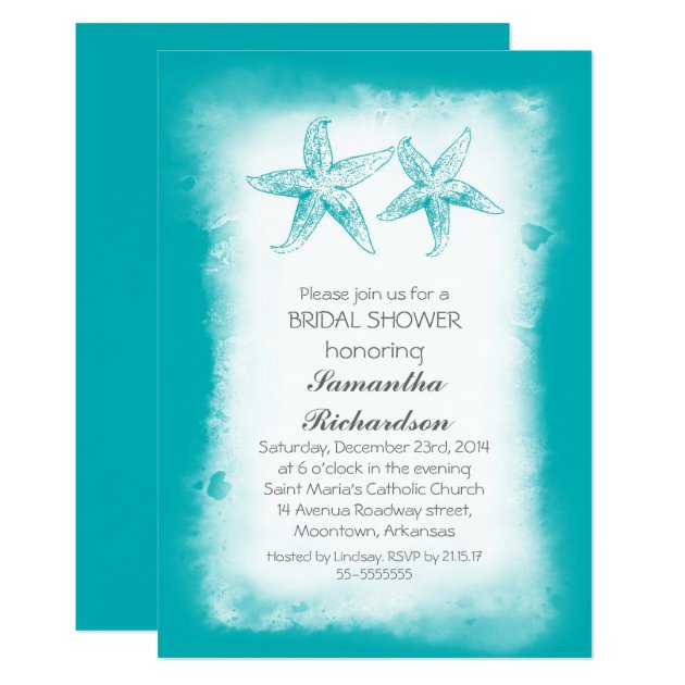 Whimsical Blue Beach Bridal Shower Invitations