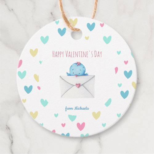 Whimsical Blue Bird Personalized Valentines Day Favor Tags