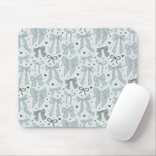 Whimsical Blue Bows Pattern Mouse Pad