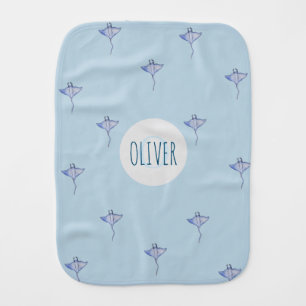 Whimsical Blue Boys Under the Sea Manta Ray Baby Burp Cloth