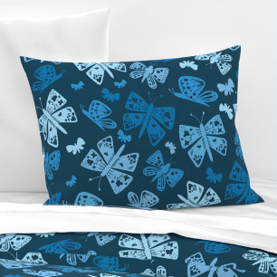 Whimsical Blue Butterfly Pillow Case