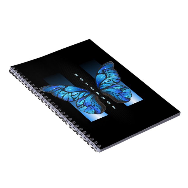 "Whimsical Blue Butterfly Spiral Photo Notebook" Notebook (Right Side)