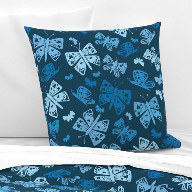 Whimsical Blue Butterfly Throw Pillow (Whimsical Blue Butterfly Throw Pillow Cushion)