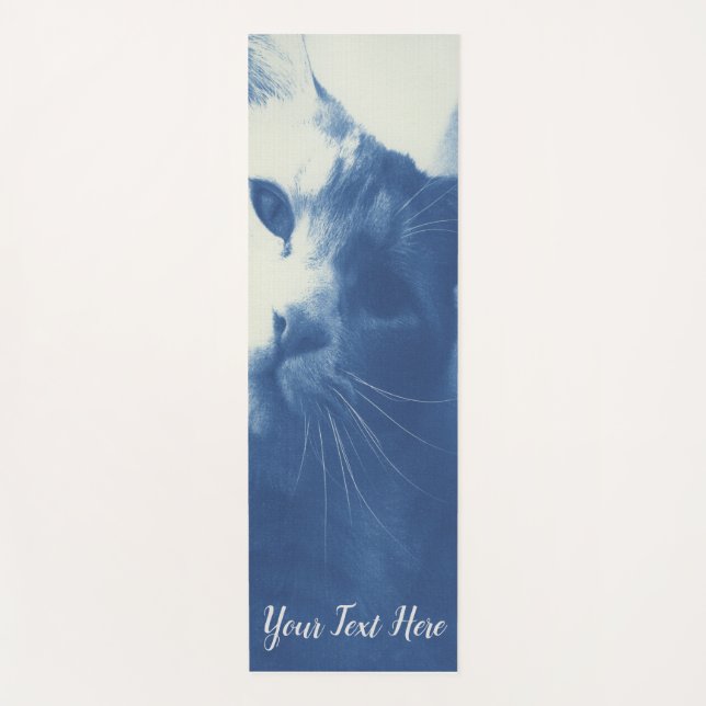 Whimsical Blue Cat Yoga Mat (Front)