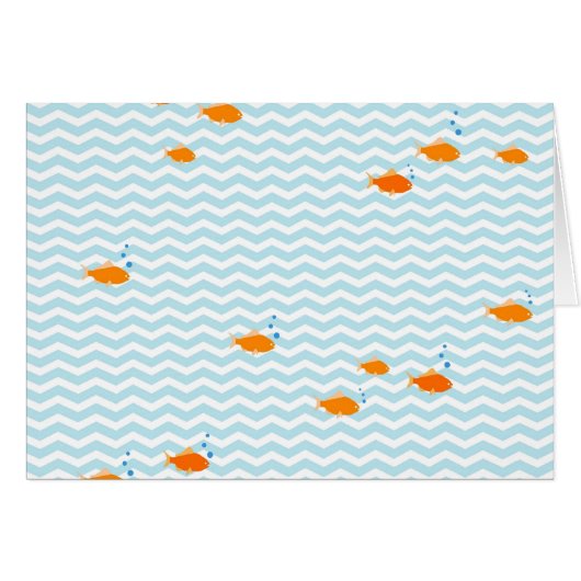 Whimsical Blue chevron with gold fish (Front Horizontal)
