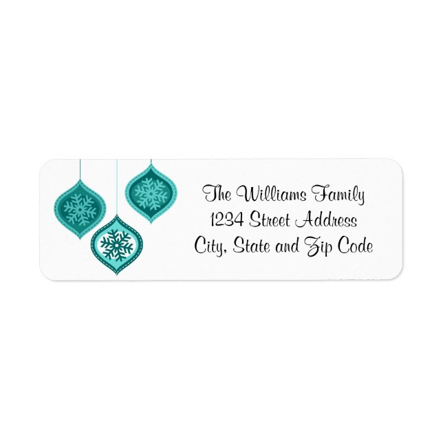 Whimsical Blue Christmas Ornaments Trio Label (Front)