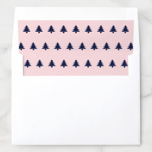 Whimsical Blue Christmas Trees Pattern Pale Pink Envelope Liner