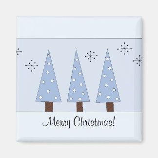 Whimsical Blue ChristmasTrees Magnet