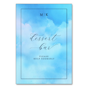 Whimsical Blue Cloud Dessert Bar Table Number
