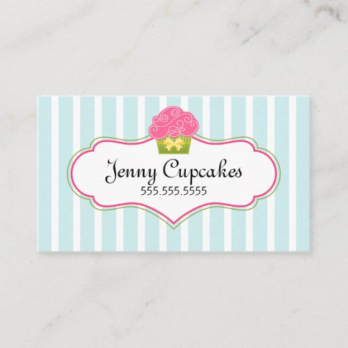 Whimsical Blue Cupcake Bakery Business Card