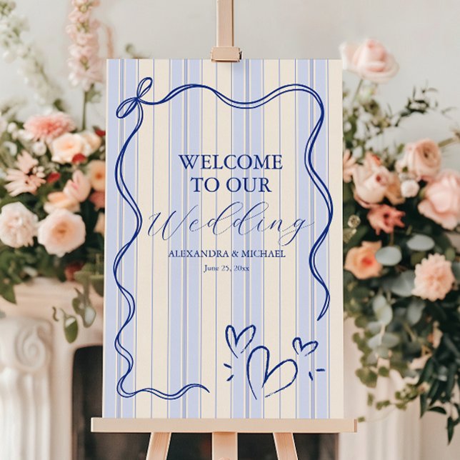 Whimsical Blue Doodle Frame  Wedding Foam Board (Creator Uploaded)