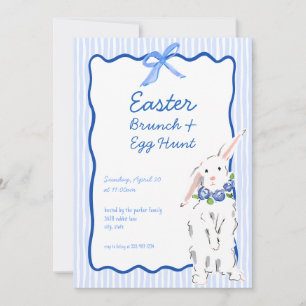 Whimsical Blue Easter Brunch Egg Hunt Invitation