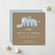 Whimsical Blue Elephant Love Baby Boy Photo Birth