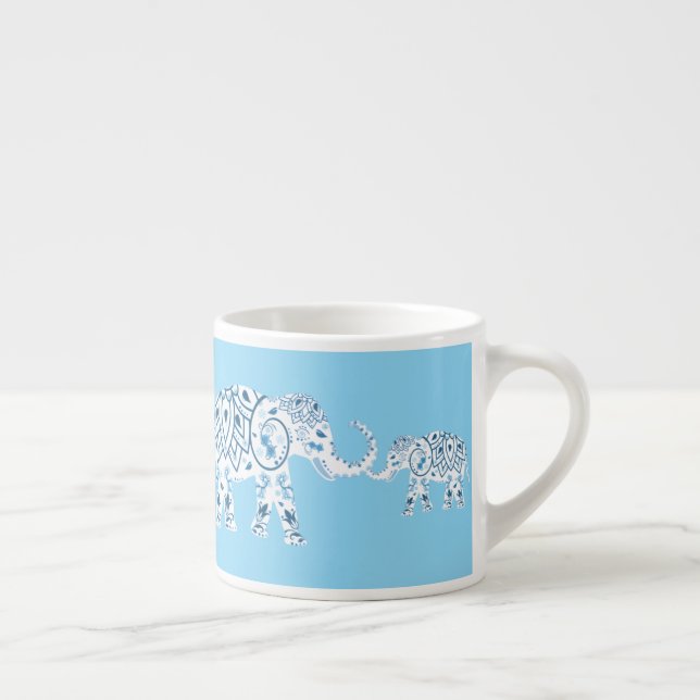 Whimsical Blue Elephants Espresso Cup (Right)