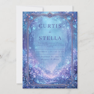 Whimsical Blue Enchanted Forest Wedding Invitation