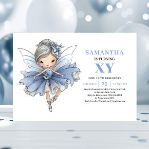 Whimsical Blue Fairy Girl 2nd Birthday Pastel Invitation