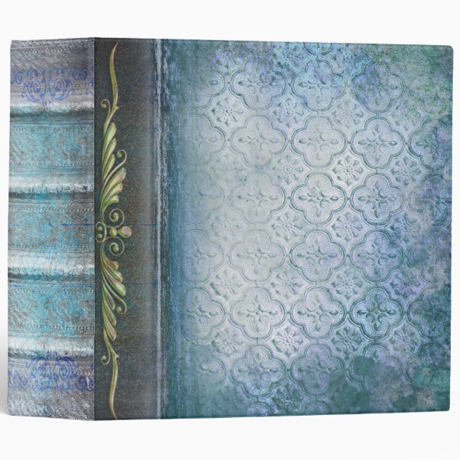 Whimsical Blue Fantasy Ancient Tome 3 Ring Binder (Front/Spine)