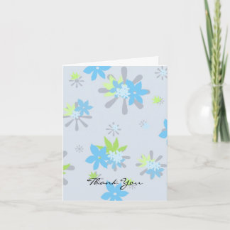 Whimsical Blue Floral Thank You Card
