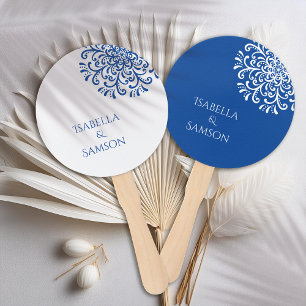 Whimsical Blue Flourish  Hand Fan